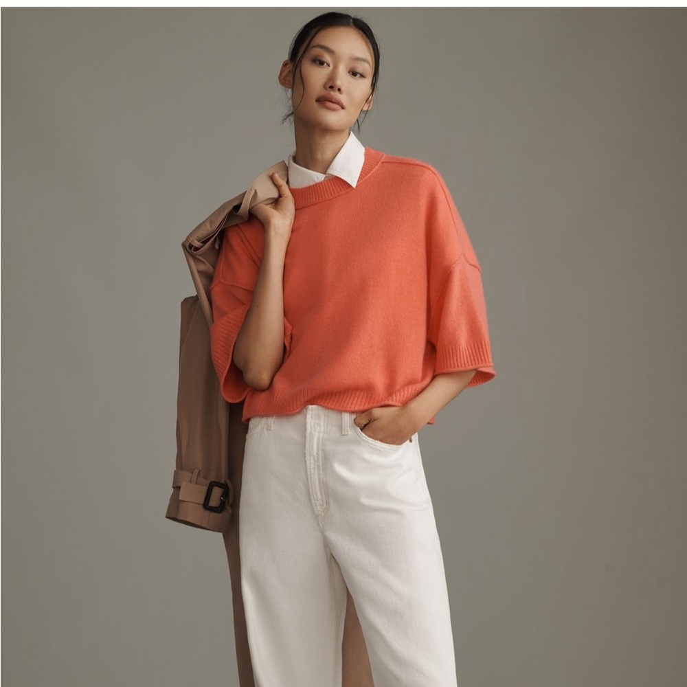 The Goldie Crew-Neck Cashmere Sweater - Coral Fizz - XXS - NWT